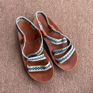 Feelgoodz women’s sandals woven strap vegan size 7 blue aqua
